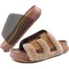 imageKuaiLu Womens Orthotic Sandals Comfortable Arch Support Faux Fur Sandal Slippers Casual Summer Adjustable Cushion Slides Slip On Indoor Outdoor House Shoes  Ultrasoft Comfort Fit FootbedBrown