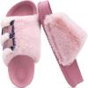 imageKuaiLu Womens Orthotic Sandals Comfortable Arch Support Faux Fur Sandal Slippers Casual Summer Adjustable Cushion Slides Slip On Indoor Outdoor House Shoes  Ultrasoft Comfort Fit FootbedPink