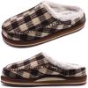 imageKuaiLu Mens Clog Slippers with Arch Support Suede Faux Fur Memory Foam Warm House Shoes Comfortable Slipon Mans Bedroom Indoor Outdoor Slippers Rubber SoleBorwnkhaki Plaid