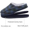 imageKuaiLu Mens Clog Slippers with Arch Support Suede Faux Fur Memory Foam Warm House Shoes Comfortable Slipon Mans Bedroom Indoor Outdoor Slippers Rubber SoleDarkbule Plaid