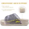 imageKuaiLu Womens Orthotic Sandals Comfortable Arch Support Faux Fur Sandal Slippers Casual Summer Adjustable Cushion Slides Slip On Indoor Outdoor House Shoes  Ultrasoft Comfort Fit FootbedWhite Black Tip Dyeing