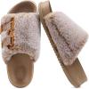 imageKuaiLu Womens Orthotic Sandals Comfortable Arch Support Faux Fur Sandal Slippers Casual Summer Adjustable Cushion Slides Slip On Indoor Outdoor House Shoes  Ultrasoft Comfort Fit FootbedCamel Brown Tip Dyeing