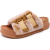 imageKuaiLu Womens Orthotic Sandals Comfortable Arch Support Faux Fur Sandal Slippers Casual Summer Adjustable Cushion Slides Slip On Indoor Outdoor House Shoes  Ultrasoft Comfort Fit FootbedKhaki Tip Dyeing