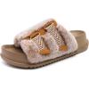 imageKuaiLu Womens Orthotic Sandals Comfortable Arch Support Faux Fur Sandal Slippers Casual Summer Adjustable Cushion Slides Slip On Indoor Outdoor House Shoes  Ultrasoft Comfort Fit FootbedCamel Brown Tip Dyeing