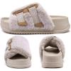 imageKuaiLu Womens Orthotic Sandals Comfortable Arch Support Faux Fur Sandal Slippers Casual Summer Adjustable Cushion Slides Slip On Indoor Outdoor House Shoes  Ultrasoft Comfort Fit FootbedWhite Tip Dyeing