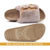 imageKuaiLu Womens Orthotic Sandals Comfortable Arch Support Faux Fur Sandal Slippers Casual Summer Adjustable Cushion Slides Slip On Indoor Outdoor House Shoes  Ultrasoft Comfort Fit FootbedCamel Brown Tip Dyeing