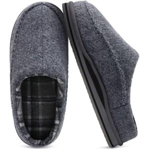 imageKuaiLu Mens Clog Slippers with Arch Support Suede Faux Fur Memory Foam Warm House Shoes Comfortable Slipon Mans Bedroom Indoor Outdoor Slippers Rubber SoleFelt Grey