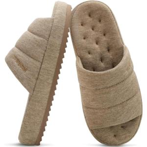 imageKuaiLu Mens Slippers Cottonblend Fabric Warm Slide Slipper Comfy Arch Support Indoor Outdoor House Slippers Shoes Comfortable Slip on Lightweight Thick Cushion Mens Scuff Slippers Apricot Size 11