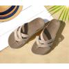 imageKuaiLu Womens Dressy Orthotic Flip Flops Trendy Comfortable Cushion Recovery Walking Criss Cross Thong Sandals Lightweight Yoga Foam Summer Slides with Plantar Fasciitis Arch SupportBeige