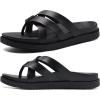 imageKuaiLu Womens Dressy Orthotic Flip Flops Trendy Comfortable Cushion Recovery Walking Criss Cross Thong Sandals Lightweight Yoga Foam Summer Slides with Plantar Fasciitis Arch SupportBlack