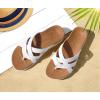 imageKuaiLu Womens Dressy Orthotic Flip Flops Trendy Comfortable Cushion Recovery Walking Criss Cross Thong Sandals Lightweight Yoga Foam Summer Slides with Plantar Fasciitis Arch SupportWhite Khaki