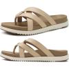 imageKuaiLu Womens Dressy Orthotic Flip Flops Trendy Comfortable Cushion Recovery Walking Criss Cross Thong Sandals Lightweight Yoga Foam Summer Slides with Plantar Fasciitis Arch SupportBeige