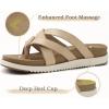 imageKuaiLu Womens Dressy Orthotic Flip Flops Trendy Comfortable Cushion Recovery Walking Criss Cross Thong Sandals Lightweight Yoga Foam Summer Slides with Plantar Fasciitis Arch SupportBeige