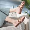 imageKuaiLu Womens Slides Sandals with Plantar Fasciitis Arch Support Fashion Comfort Adjustable Flat Sandals Ladies Lightweight Orthotic Slip on SandalsStylish Brown