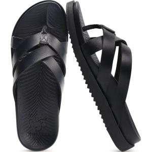 imageKuaiLu Womens Dressy Orthotic Flip Flops Trendy Comfortable Cushion Recovery Walking Criss Cross Thong Sandals Lightweight Yoga Foam Summer Slides with Plantar Fasciitis Arch SupportBlack