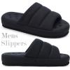 imageKuaiLu Slippers For Men Cottonblend Fabric Warm Slide Slipper Comfy Arch Support Indoor Outdoor House Slippers Shoes Comfortable Slip on Lightweight Thick Cushion Mens Scuff Slippers Black Size 13
