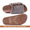 imageKuaiLu Womens Fluff Slippers Plantar Fasciitis Arch Support Platform Slippers Ladies Fashion Open Toe Faux Fur Sliders Womens House Slipper Size 612Coffee Brown Adjustable
