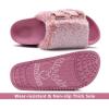 imageKuaiLu Womens Orthotic Sandals Comfortable Plantar Fasciitis Arch Support Faux Fur Sandal Slippers For Woman Adjustable Cushion Slides Slip On Indoor Outdoor Memory Foam House Shoes Pink Size 12