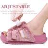 imageKuaiLu Womens Orthotic Sandals Comfortable Plantar Fasciitis Arch Support Faux Fur Sandal Slippers For Woman Adjustable Cushion Slides Slip On Indoor Outdoor Memory Foam House Shoes Pink Size 12