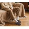 imageKuaiLu Womens Supportive Memory Foam Slippers Felt Fuzzy Lined Heel Cushion Lightweight House Shoes for Indoor OutdoorBrown