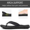 imageKuaiLu Womens Casual Flip Flops Comfortable Yoga Mat Arch Support Memory Foam Comfort Cushion Summer Beach Pool Slip on Walking Thong Sandals Ladies Orthotic Recovery Plantar Fasciitis Black 6