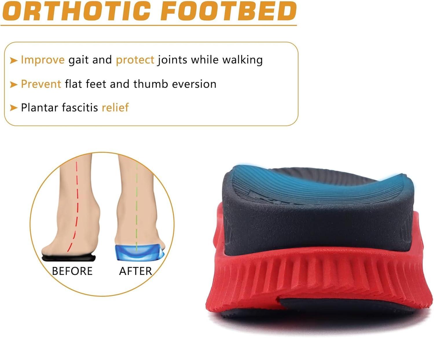 imageKuaiLu Mens Hiking Sandals with Arch Support Orthopedic Walking Recovery Sandals for Plantar Fasciitis Open Toe Summer Athletic Sport Comfortable Cushion Breathable Outdoor Water Sandals Size713BlackRed