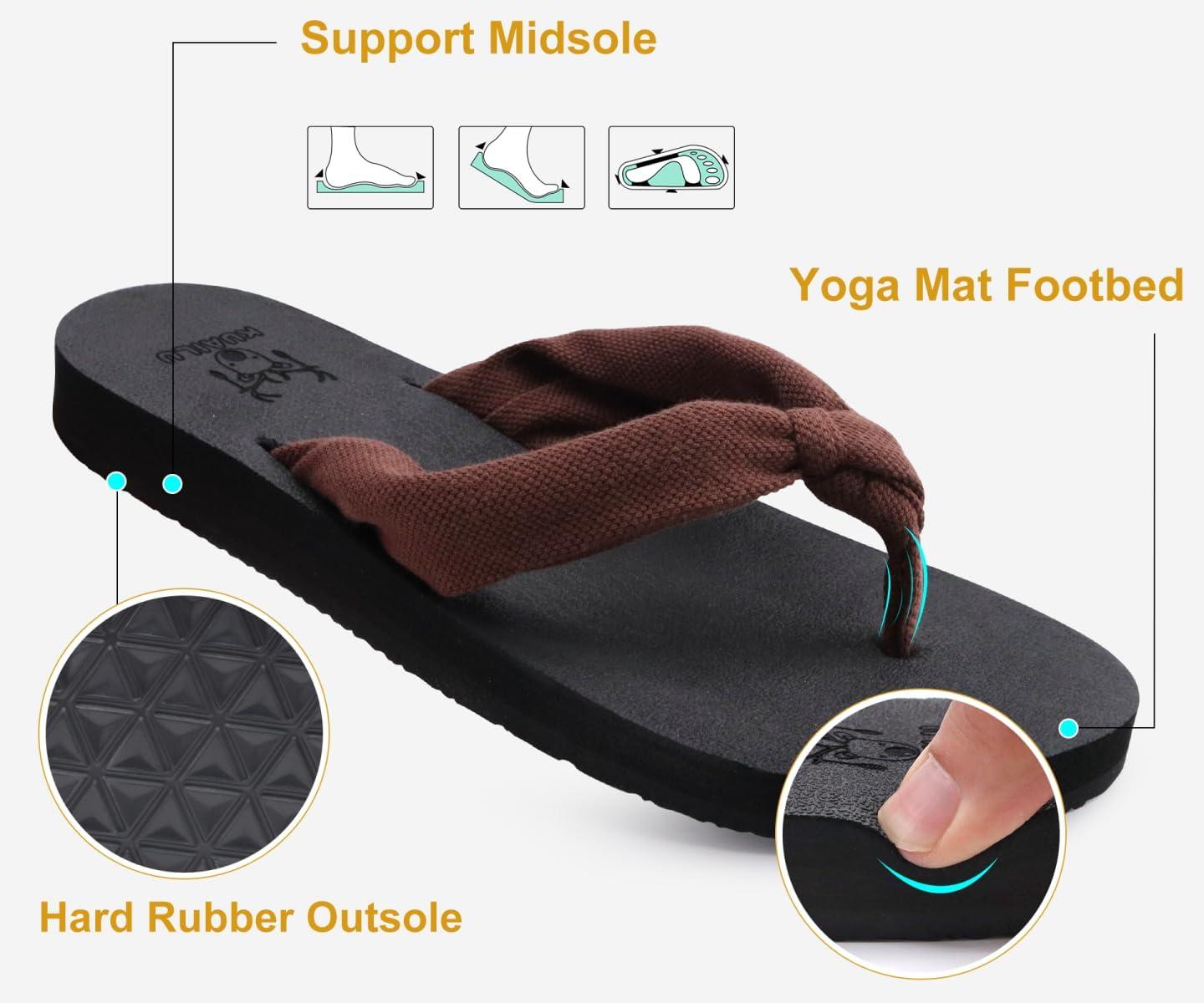 imageKuaiLu Womens Dressy Sandals Arch Support Yoga Mat Walking Cross Slides Ladies Slip on Orthotic Travel Outfits Slippers Cushion ComfortableDark Brown