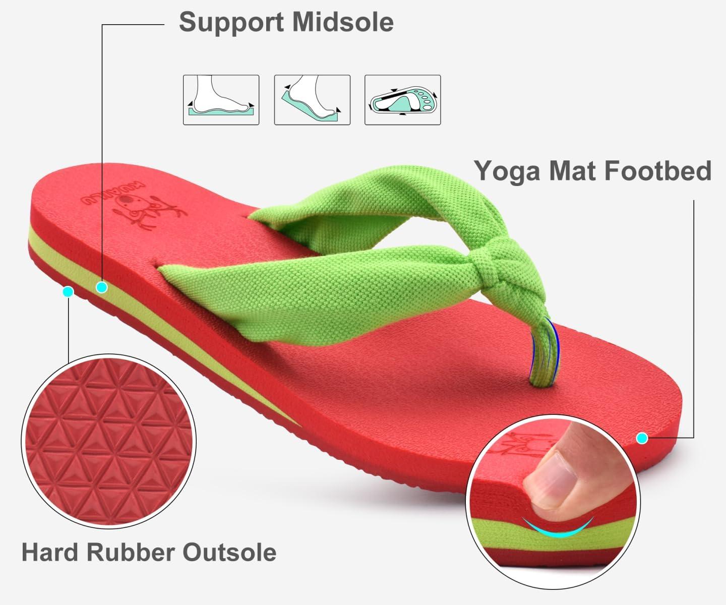 imageKuaiLu Womens Dressy Sandals Arch Support Yoga Mat Walking Cross Slides Ladies Slip on Orthotic Travel Outfits Slippers Cushion ComfortableGreen Red