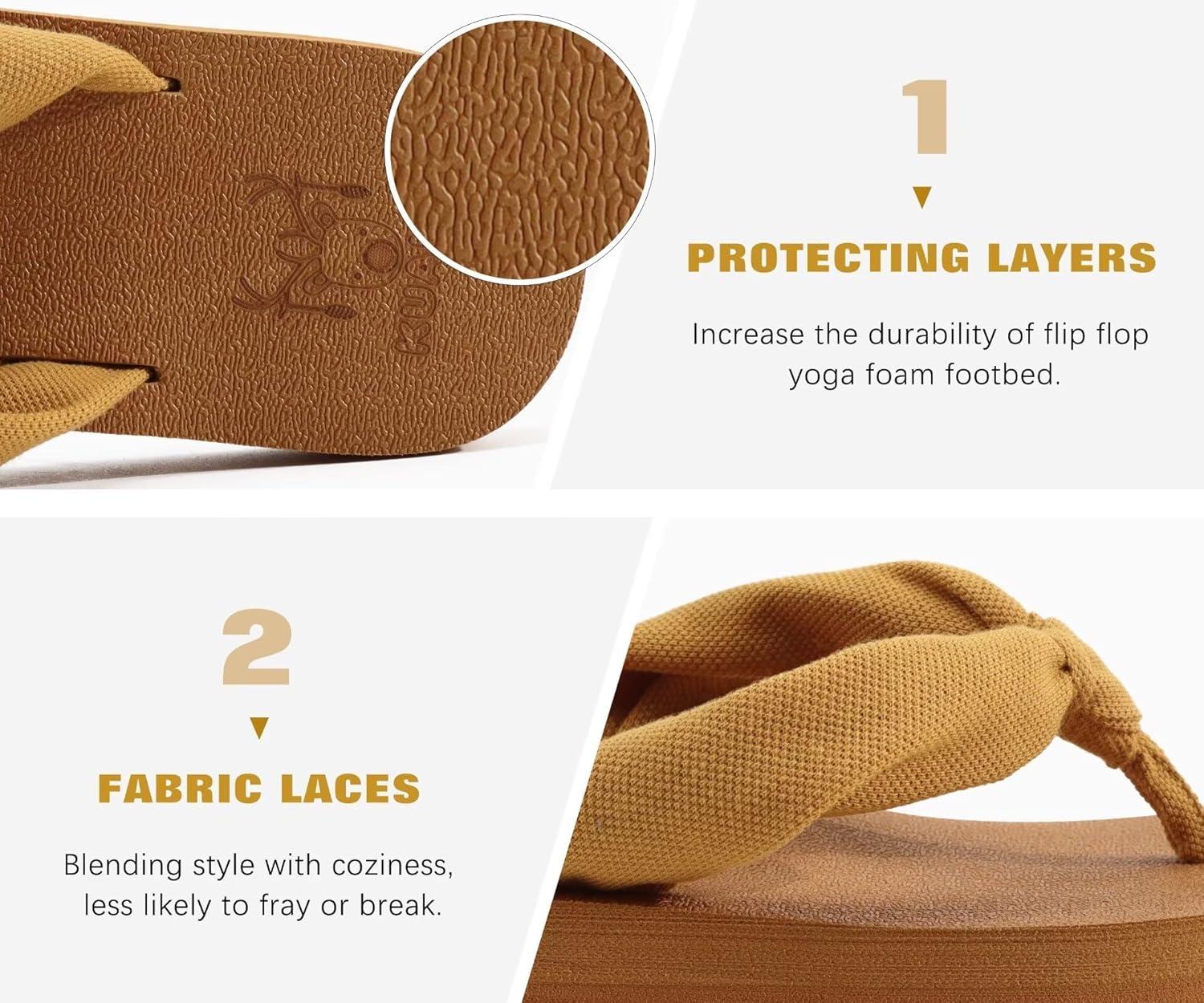 imageKuaiLu Womens Dressy Sandals Arch Support Yoga Mat Walking Cross Slides Ladies Slip on Orthotic Travel Outfits Slippers Cushion ComfortableKhaki