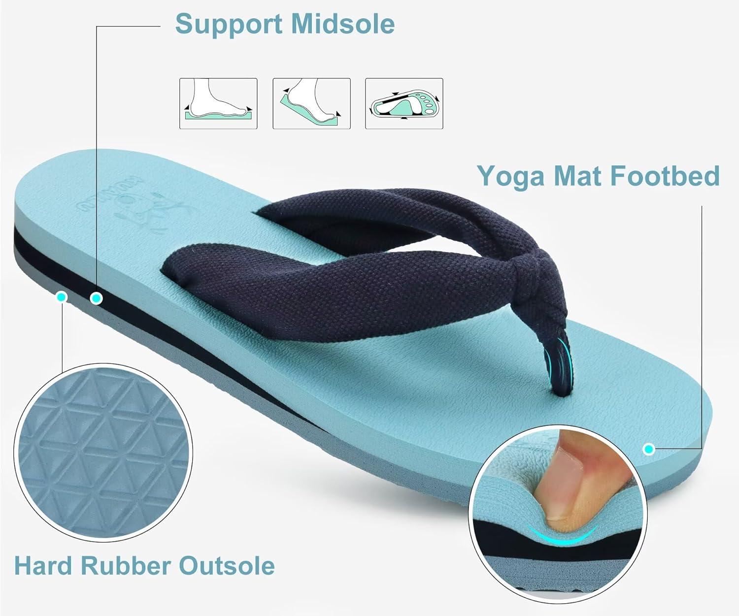 imageKuaiLu Womens Dressy Sandals Arch Support Yoga Mat Walking Cross Slides Ladies Slip on Orthotic Travel Outfits Slippers Cushion ComfortableLight Blue