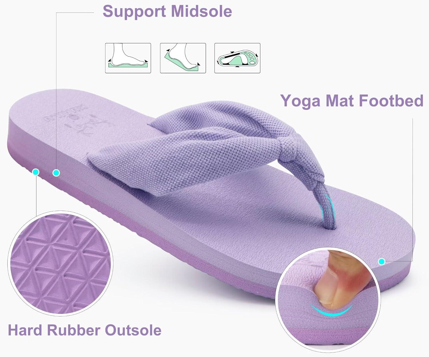 imageKuaiLu Womens Dressy Sandals Arch Support Yoga Mat Walking Cross Slides Ladies Slip on Orthotic Travel Outfits Slippers Cushion ComfortableLight Purple