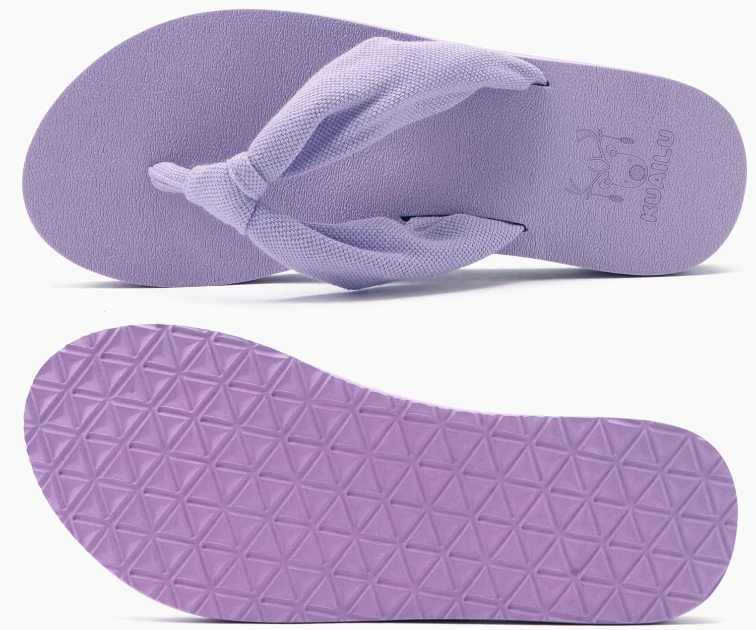 imageKuaiLu Womens Dressy Sandals Arch Support Yoga Mat Walking Cross Slides Ladies Slip on Orthotic Travel Outfits Slippers Cushion ComfortableLight Purple