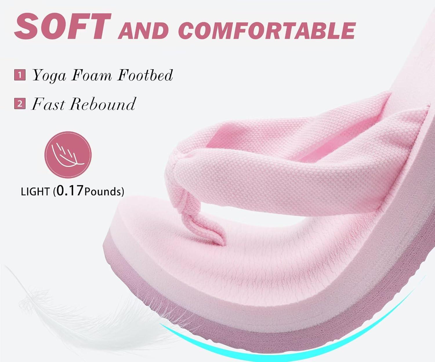 imageKuaiLu Womens Dressy Sandals Arch Support Yoga Mat Walking Cross Slides Ladies Slip on Orthotic Travel Outfits Slippers Cushion ComfortablePink