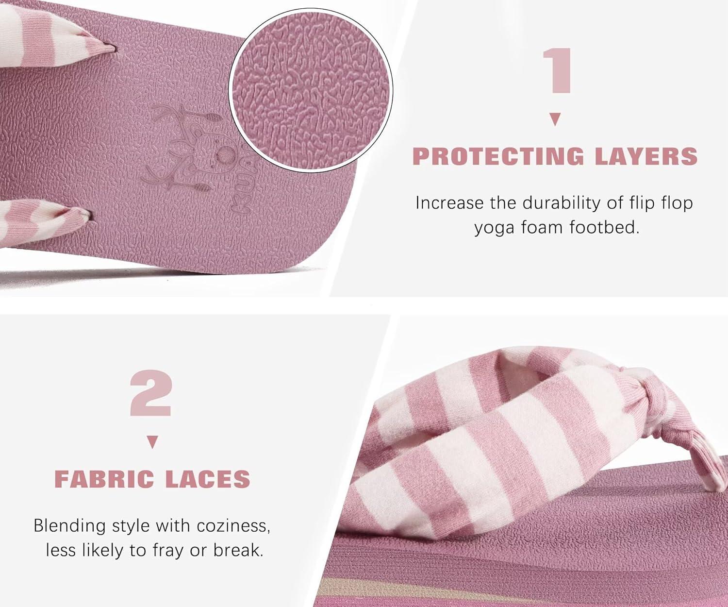 imageKuaiLu Womens Dressy Sandals Arch Support Yoga Mat Walking Cross Slides Ladies Slip on Orthotic Travel Outfits Slippers Cushion ComfortablePink White