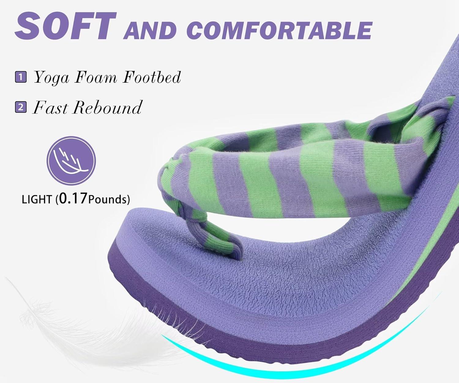 imageKuaiLu Womens Dressy Sandals Arch Support Yoga Mat Walking Cross Slides Ladies Slip on Orthotic Travel Outfits Slippers Cushion ComfortablePurple Green