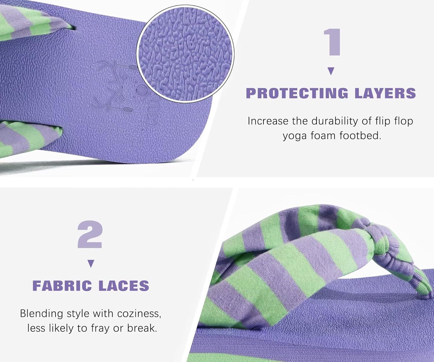 imageKuaiLu Womens Dressy Sandals Arch Support Yoga Mat Walking Cross Slides Ladies Slip on Orthotic Travel Outfits Slippers Cushion ComfortablePurple Green