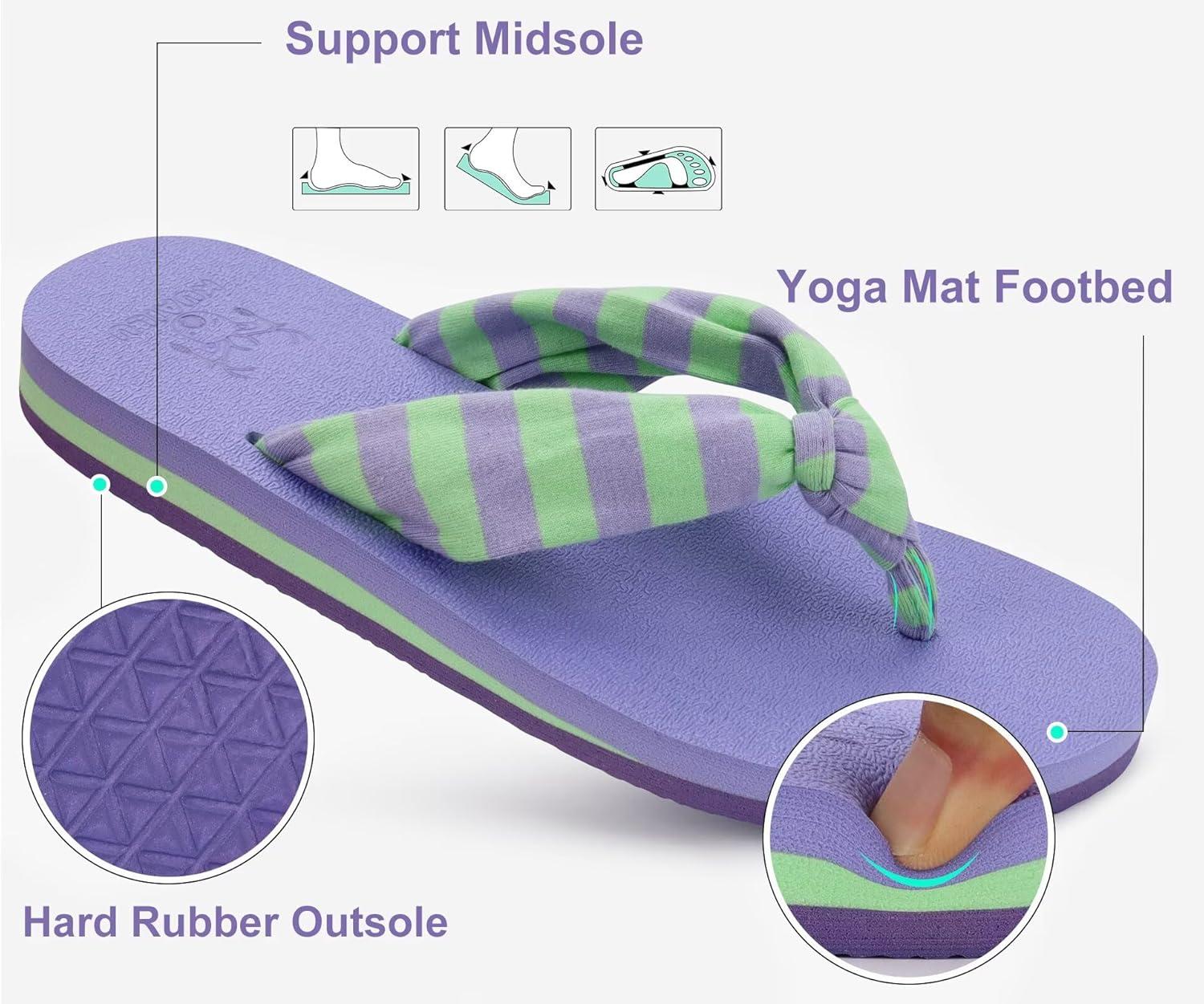 imageKuaiLu Womens Dressy Sandals Arch Support Yoga Mat Walking Cross Slides Ladies Slip on Orthotic Travel Outfits Slippers Cushion ComfortablePurple Green