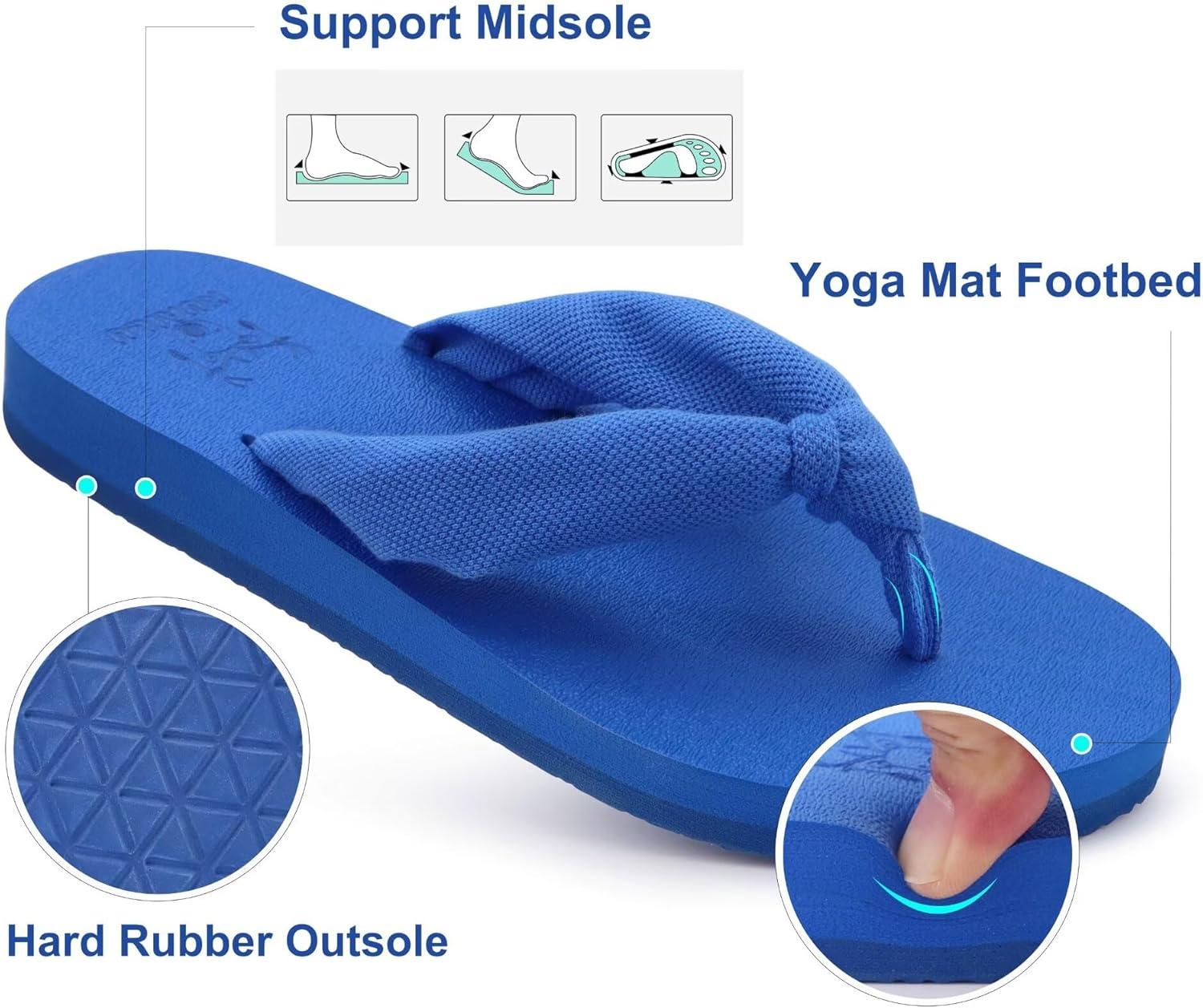 imageKuaiLu Womens Dressy Sandals Arch Support Yoga Mat Walking Cross Slides Ladies Slip on Orthotic Travel Outfits Slippers Cushion ComfortableRoyal Blue