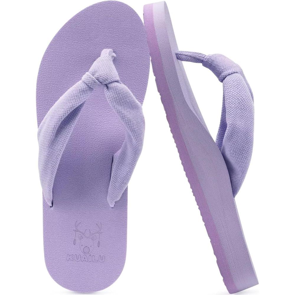imageKuaiLu Womens Dressy Sandals Arch Support Yoga Mat Walking Cross Slides Ladies Slip on Orthotic Travel Outfits Slippers Cushion ComfortableLight Purple