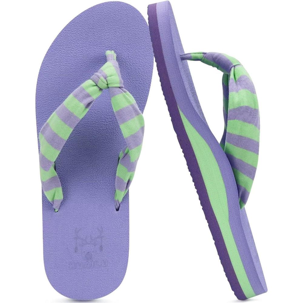 imageKuaiLu Womens Dressy Sandals Arch Support Yoga Mat Walking Cross Slides Ladies Slip on Orthotic Travel Outfits Slippers Cushion ComfortablePurple Green