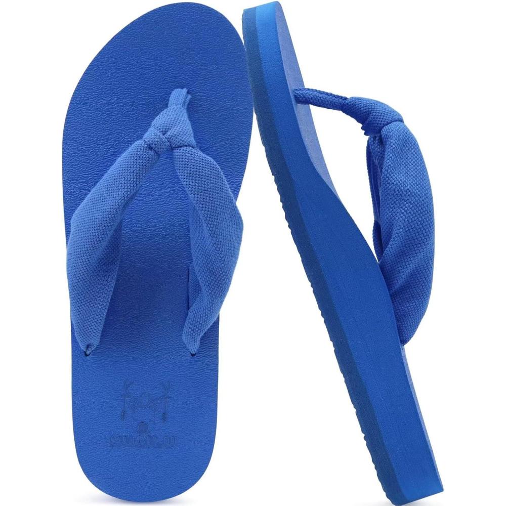 imageKuaiLu Womens Dressy Sandals Arch Support Yoga Mat Walking Cross Slides Ladies Slip on Orthotic Travel Outfits Slippers Cushion ComfortableRoyal Blue