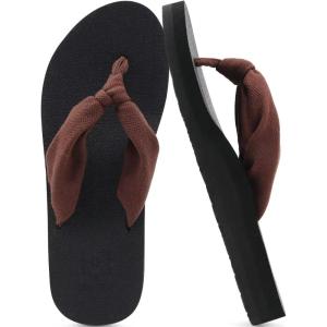 imageKuaiLu Womens Dressy Sandals Arch Support Yoga Mat Walking Cross Slides Ladies Slip on Orthotic Travel Outfits Slippers Cushion ComfortableDark Brown