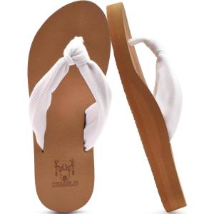 imageKuaiLu Womens Dressy Sandals Arch Support Yoga Mat Walking Cross Slides Ladies Slip on Orthotic Travel Outfits Slippers Cushion ComfortableWhite Khaki