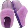 imageKuaiLu Womens Fluff Dual Memory Foam Slippers Ladies Cozy Arch Support Warm Scuff Slippers Slip on Comfy Winter House Shoes with NonSlip Indoor Outdoor Hard SolePurple