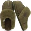 imageKuaiLu Womens Fluff Dual Memory Foam Slippers Ladies Cozy Arch Support Warm Scuff Slippers Slip on Comfy Winter House Shoes with NonSlip Indoor Outdoor Hard SoleOlive Green