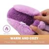 imageKuaiLu Womens Fluff Dual Memory Foam Slippers Ladies Cozy Arch Support Warm Scuff Slippers Slip on Comfy Winter House Shoes with NonSlip Indoor Outdoor Hard SolePurple