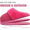 imageKuaiLu Womens Fluff Dual Memory Foam Slippers Ladies Cozy Arch Support Warm Scuff Slippers Slip on Comfy Winter House Shoes with NonSlip Indoor Outdoor Hard SoleRose Red