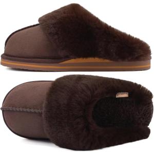 imageKuaiLu Womens Fluff Dual Memory Foam Slippers Ladies Cozy Arch Support Warm Scuff Slippers Slip on Comfy Winter House Shoes with NonSlip Indoor Outdoor Hard SoleDark Brown
