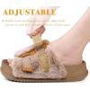 imageKuaiLu Womens Orthotic Slippers Comfortable Arch Support Faux Fur Sandal Slippers Casual Adjustable Slip On Indoor Outdoor Size 612  Ultrasoft Comfort Fit FootbedCamel Brown Tip Dyeing