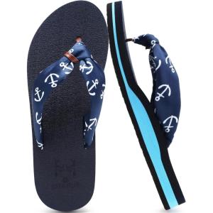 imageKuaiLu Flip Flops Women Yoga Foam Ladies Comfort Arch Support Summer Beach Casual Thong Sandals Silk blue Size 7